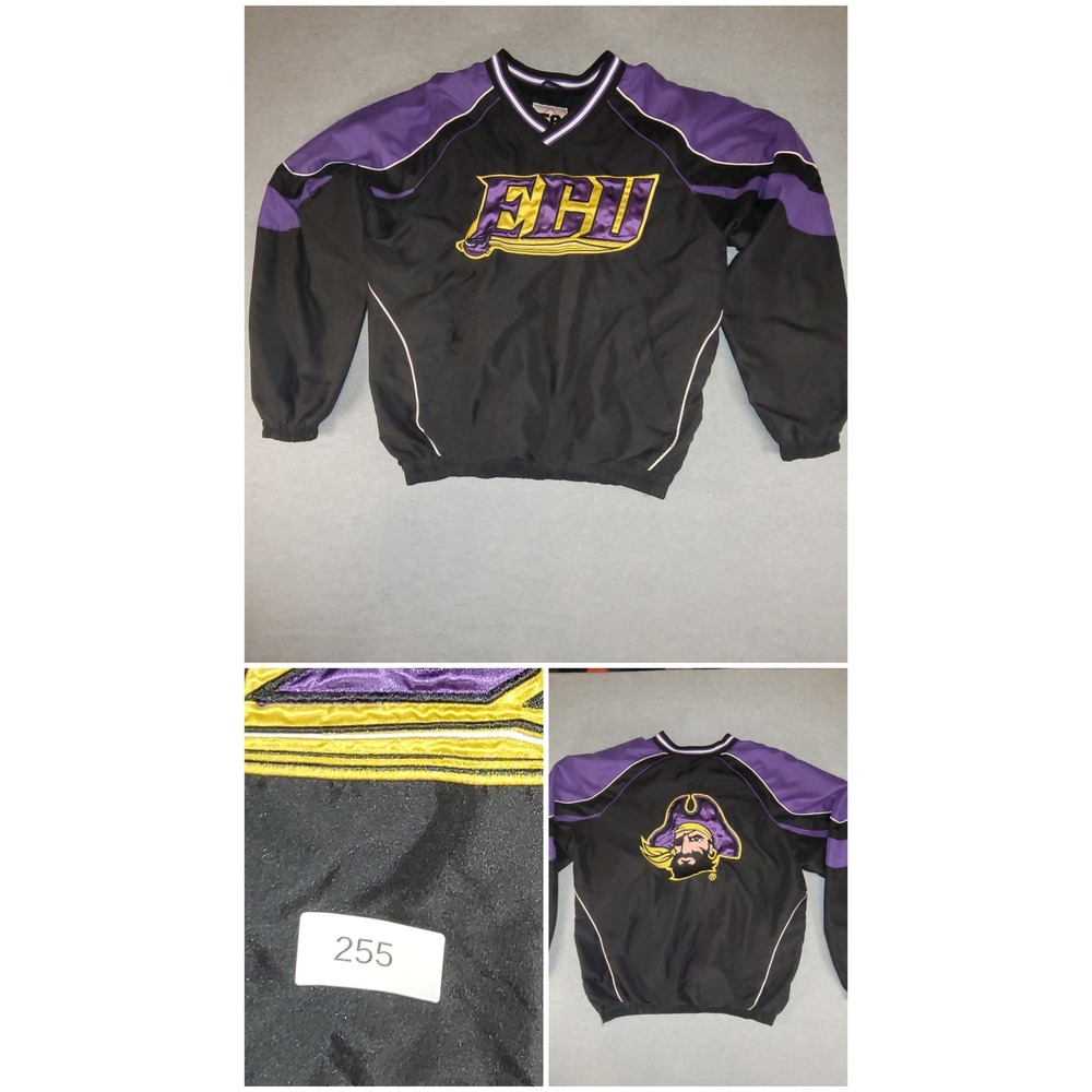58 Sports ECU East Carolina Pirates Windbreaker Pullover Jacket Men Medium Black